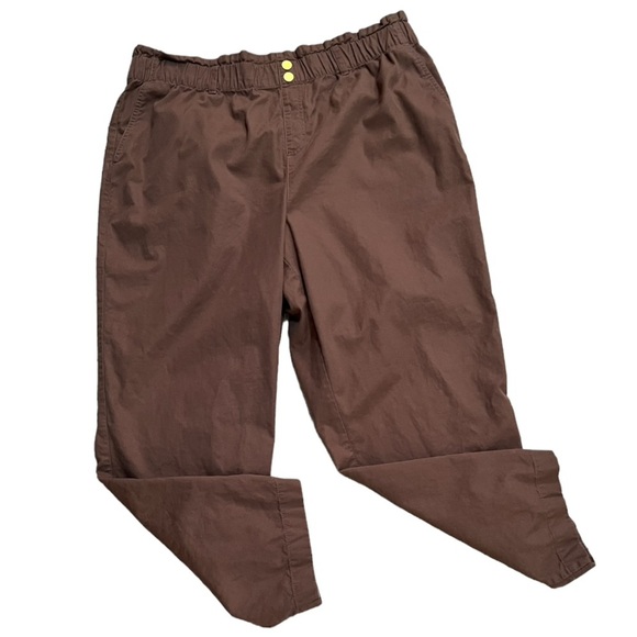 Loft Brown Pull-On Elastic Waist Tapered Leg Paperbag  Pants Brown Size XXL - Picture 3 of 6